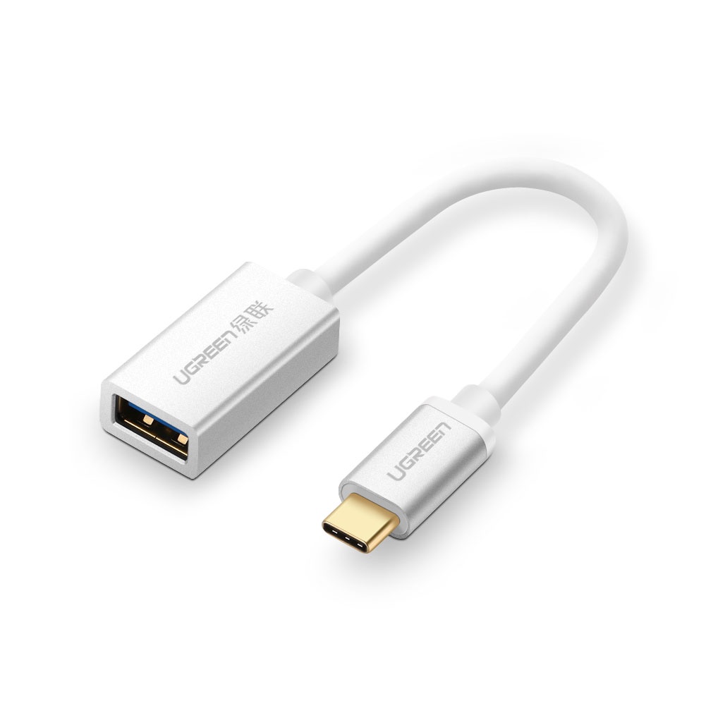 фото OTG-кабель в нейлоновой оплетке Ugreen USB Type C to USB 3.0 Silver