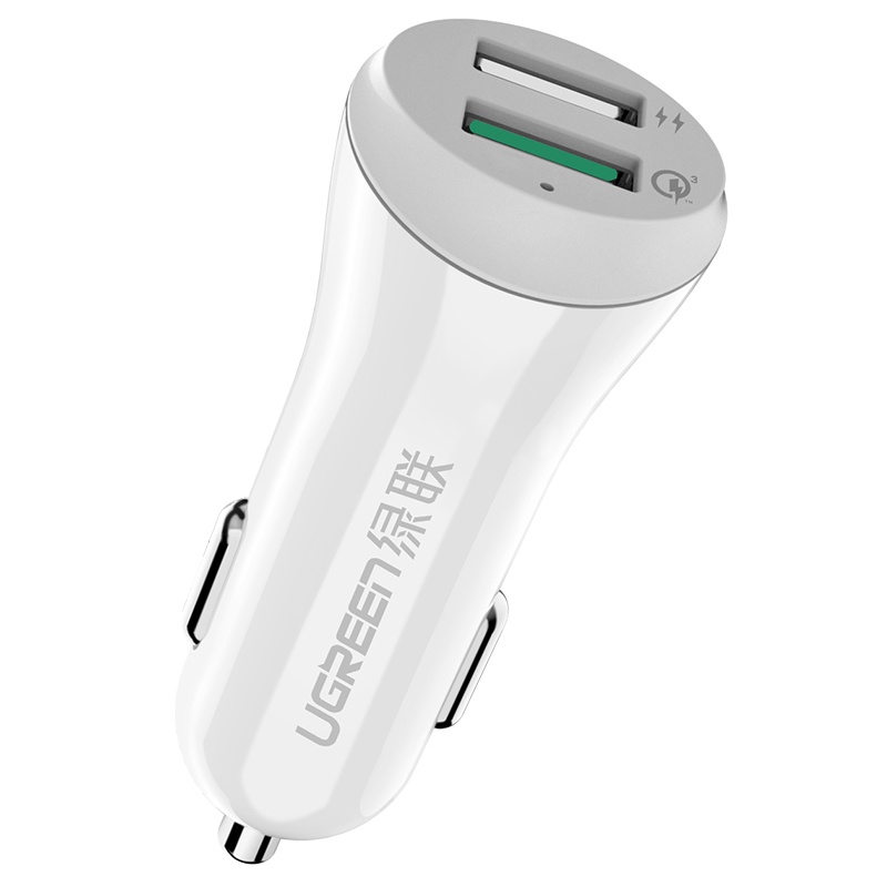 фото Автомобильная зарядка Ugreen Dual USB Car Charger A+QC3.0 White