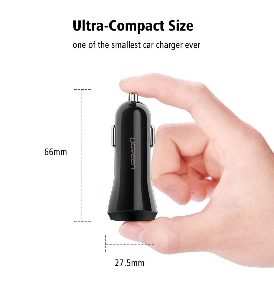 фото Автомобильная зарядка Ugreen Dual USB Car Charger A+QC3.0 Black