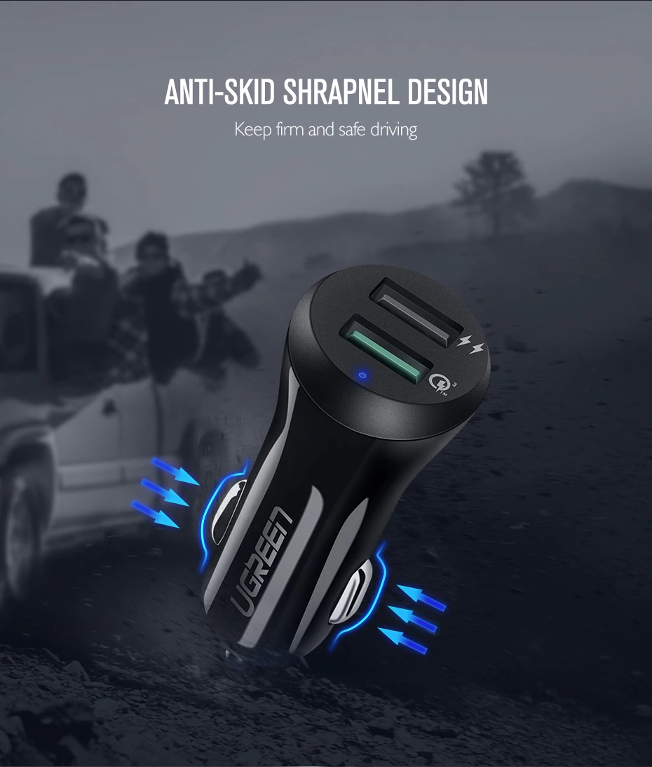 фото Автомобильная зарядка Ugreen Dual USB Car Charger A+QC3.0 Black