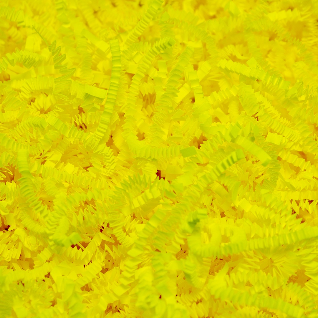 фото Бумажный наполнитель для подарков Paperfiller. Цвет: Желтый неон, упаковка 100 гр, ширина 3 мм
