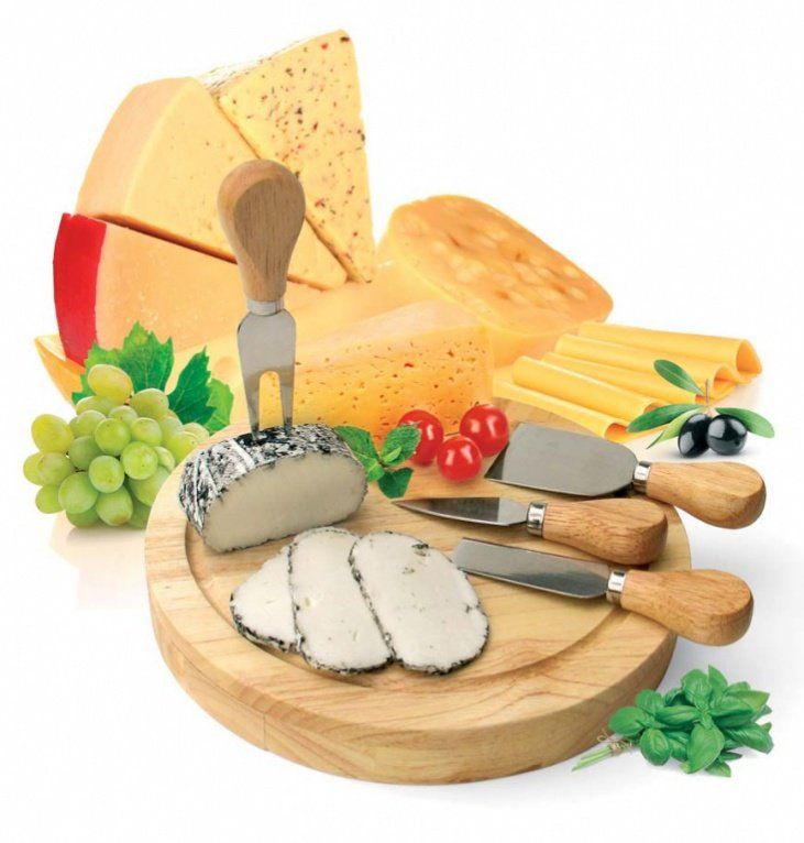 фото Набор для резки сыра из 4-х приборов и деревянной доски РОКФОР Bradex