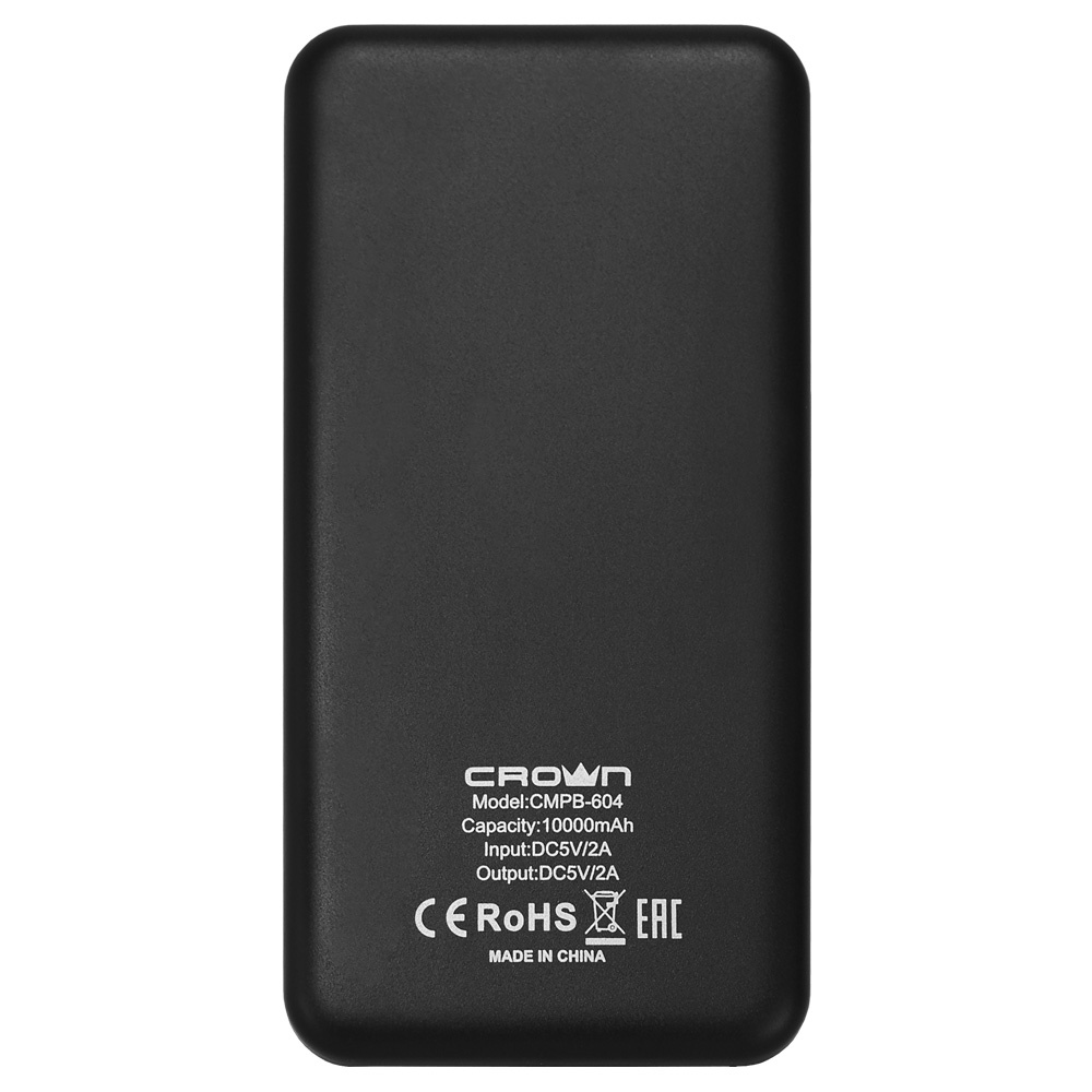 фото Внешний аккумулятор Crown Micro CMPB-604 10000 mAh, вход: micro-USB-5В/2А; выход: USB-5В/2А