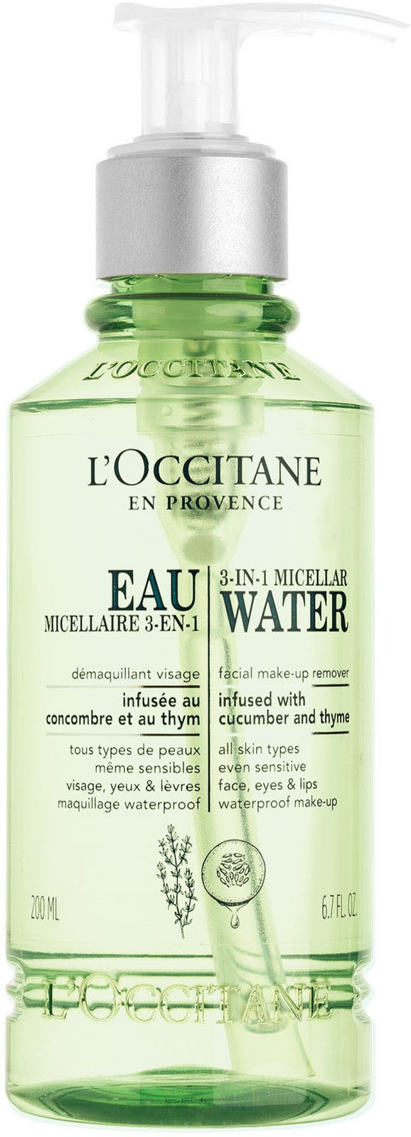 фото Мицеллярная вода 3в1 L’Occitane En Provence Infusions, с чабрецом и огурцом, 200 мл