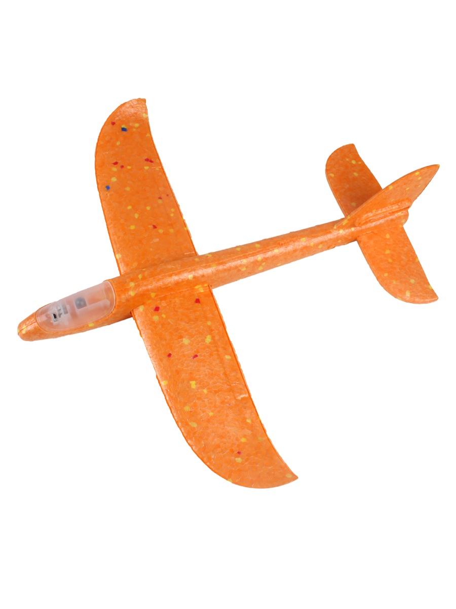 фото Метательный самолет маленький с подсветкой кабины, TipTop, оранжевый