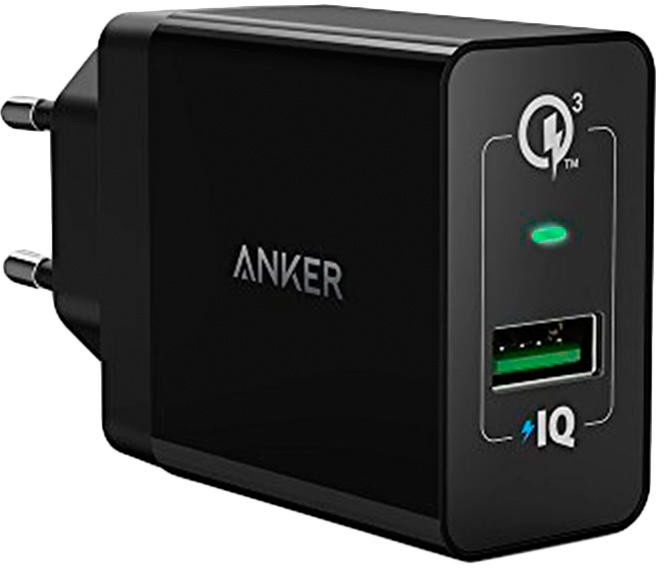 фото сетевое зарядное устройство Anker PowerPort+ 1 with QC3.0 & PowerIQEU Black Micro cable