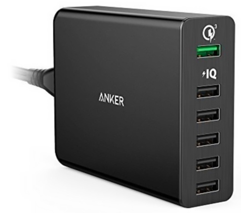 фото сетевое зарядное устройство Anker Powerport+ 6, 60W, Quick Charge 3.0, IQ, A2063L11. Черный