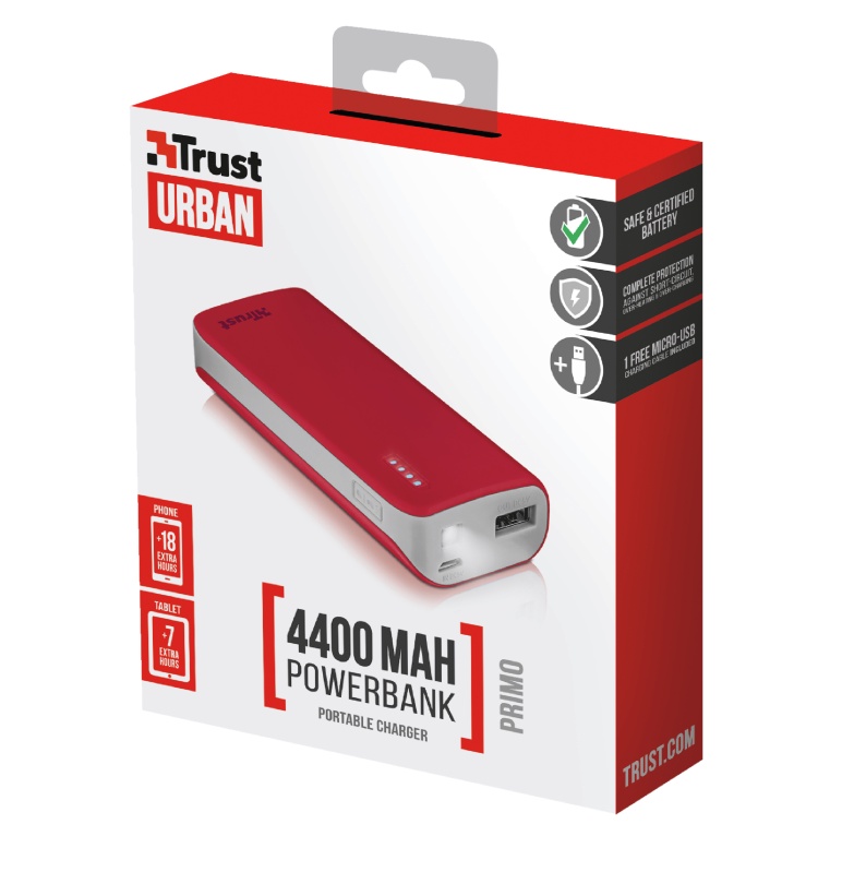 фото Powerbank 21226 Trust PRIMO 4400mAh красный