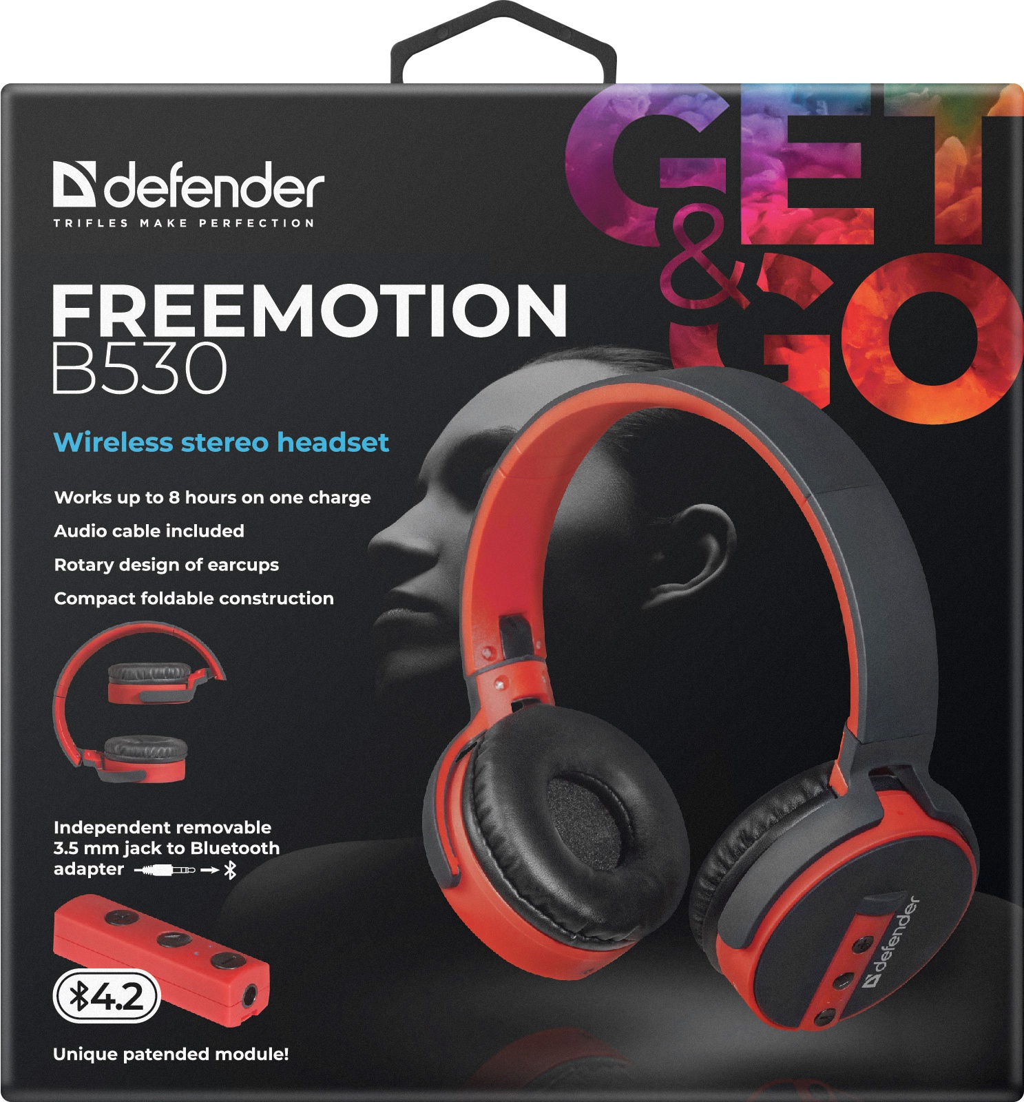 фото Беспроводная гарнитура Defender FreeMotion B530 черный+красный, Bluetooth