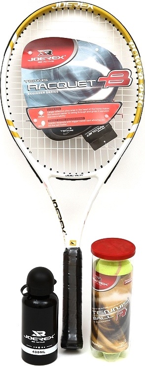 фото Набор для большого тенниса Joerex JTE774A, ракетка, 3 мяча и бутылочка для воды