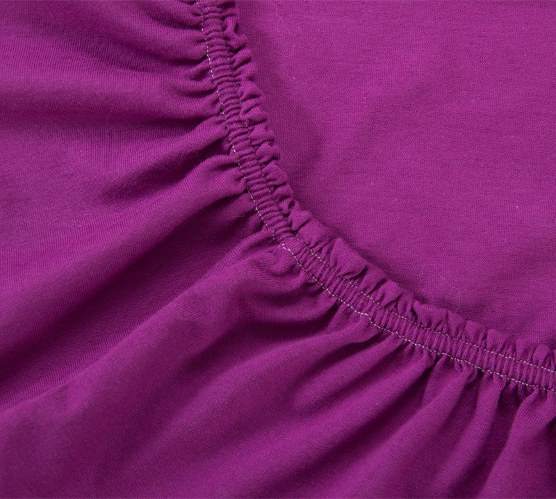 фото Простыня Ricotio трикотажная на резинке 180х200х20, цвет фиолетовый бежевый