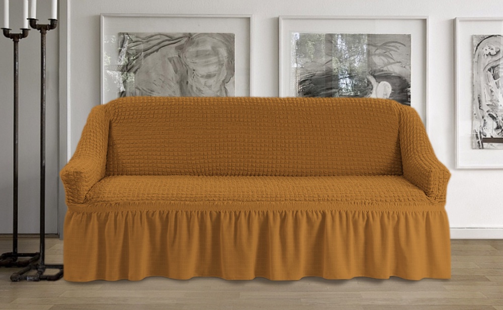 фото Еврочехол KARBELTEX на 3-местный диван, цвет горчица