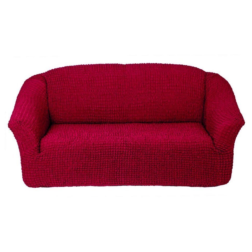 фото Еврочехол KARBELTEX на 3-х местный диван без оборки, цвет бордовый
