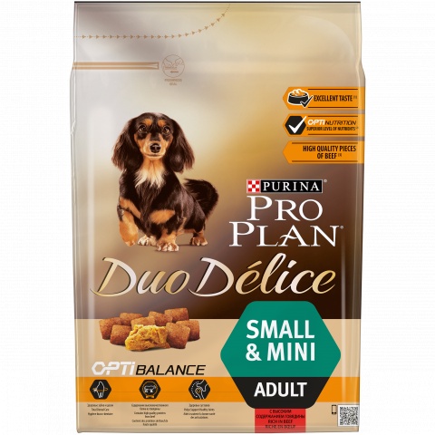 фото PRO PLAN Duo Delice Small Adult для взрослых собак мелких карликовых пород, с говядиной и рисом 2,5кг