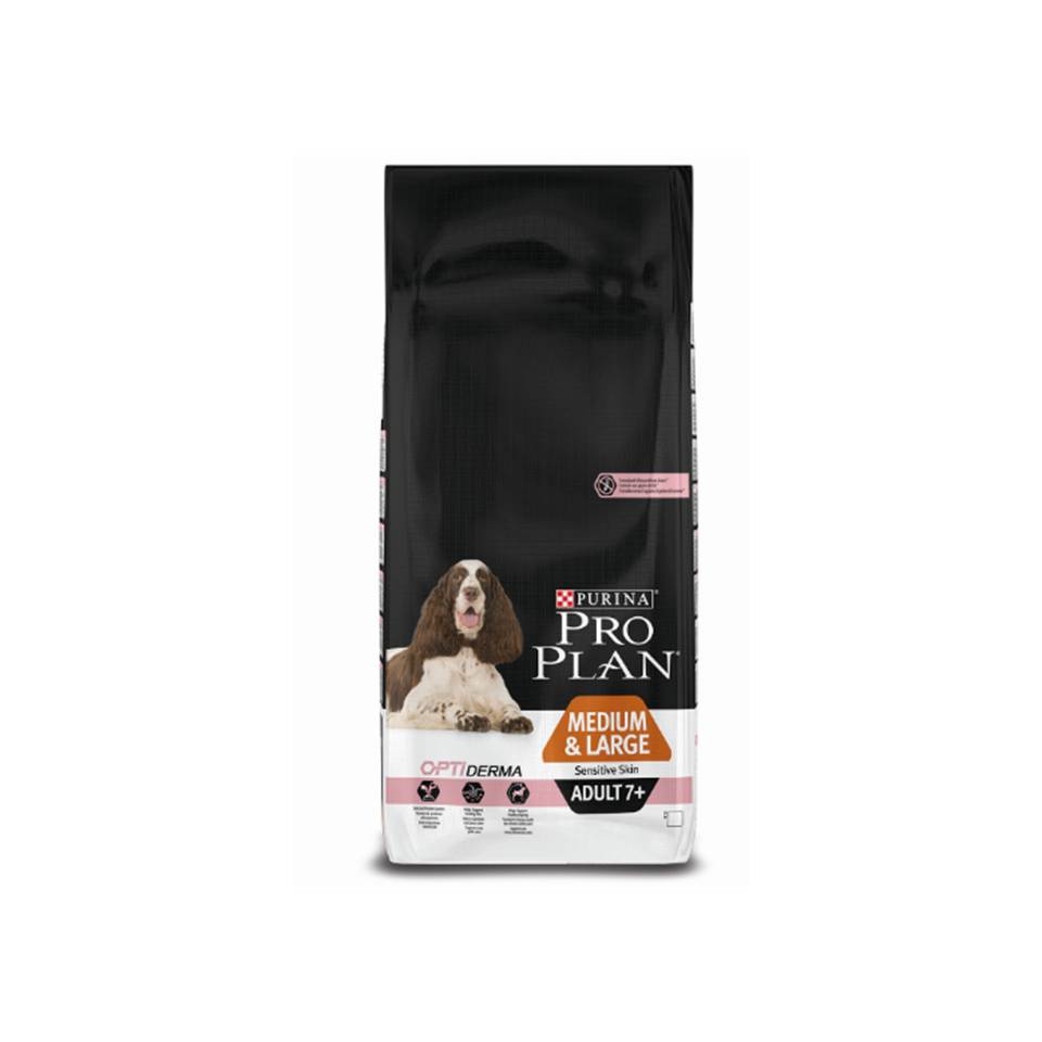 фото PRO PLAN Dog Medium and Large Adult 7+ Sensitive Skin корм для средних и крупных пород собак старше 7 лет с чувствительной кожей, с лососем и рисом 14кг