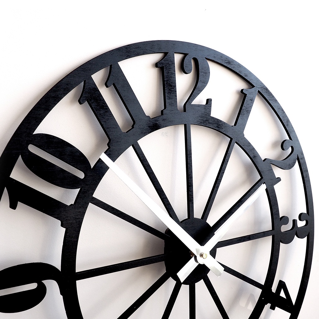 фото Настенные часы Roomton в стиле Лофт, черный, 50 см, классические