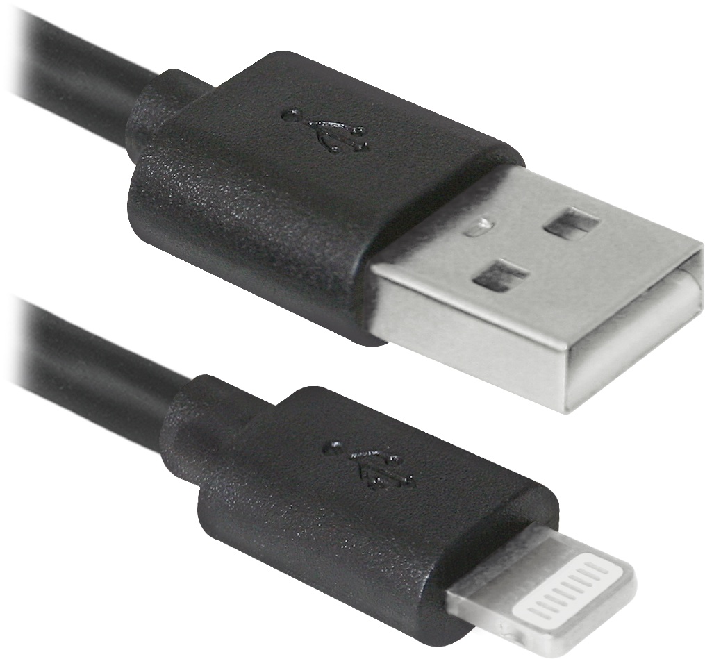 фото USB кабель Defender ACH01-03BH черный, USB(AM)-Lightning, 1м