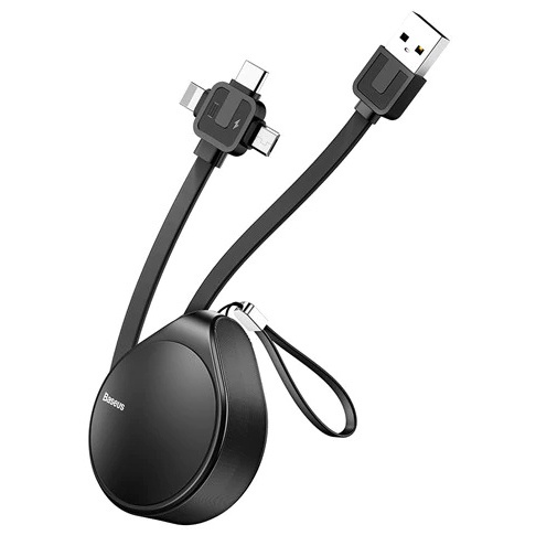 фото Кабель USB - micro USB+Lightning+USB Type-C 1.5м Baseus Waterdrop - Черный (CAMLT-EP01)