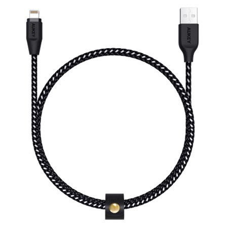 фото Кабель USB - Lightning 1.2м Aukey Braided Nylon MFi CB-AL1 - Черный