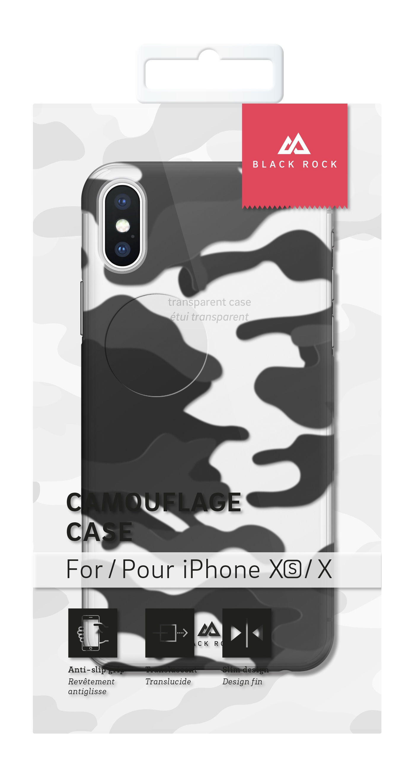 фото Чехол Camouflage Case для iPhone XS/X, черный Black rock