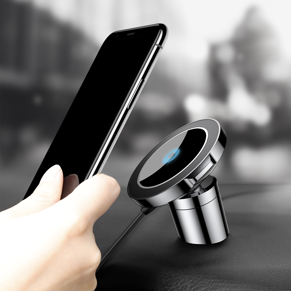 фото Магнитный автомобильный держатель с беспроводной зарядкой Big Ears Car Mount Wireless Charger - WXER-01 (Черный) Baseus