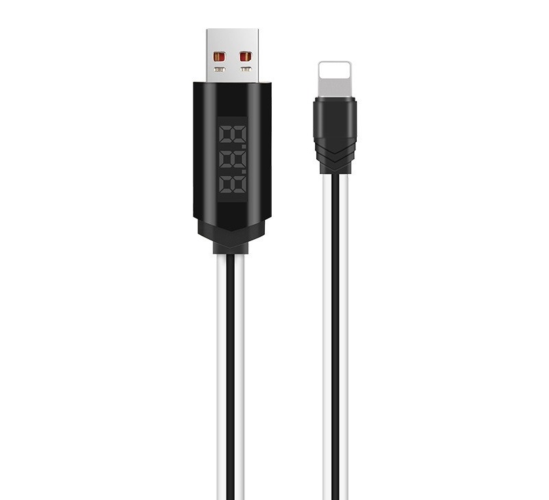 фото Кабель USB - Apple LIGHTNING с LED-дисплеем HOCO U29 с таймером, белый