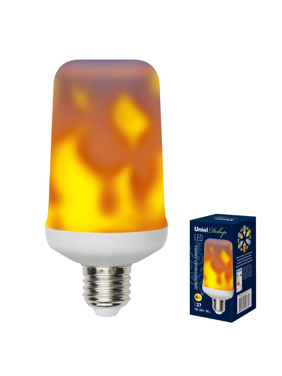 фото Лампочка Uniel LED-L60-6W/FLAME/E27/FR, Теплый свет 6 Вт, Светодиодная