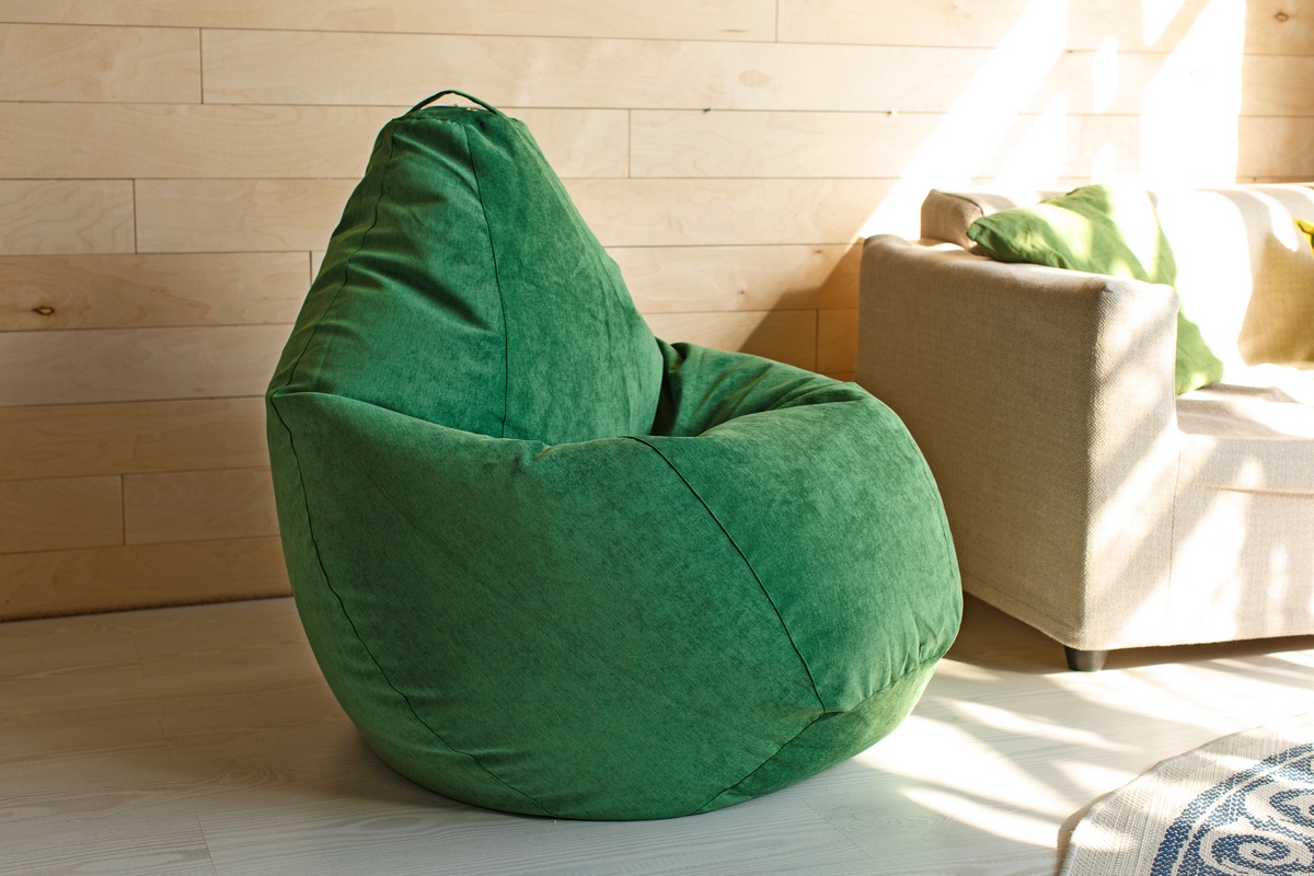 фото Кресло Мешок Груша Зеленый Микровельвет XL Dreambag