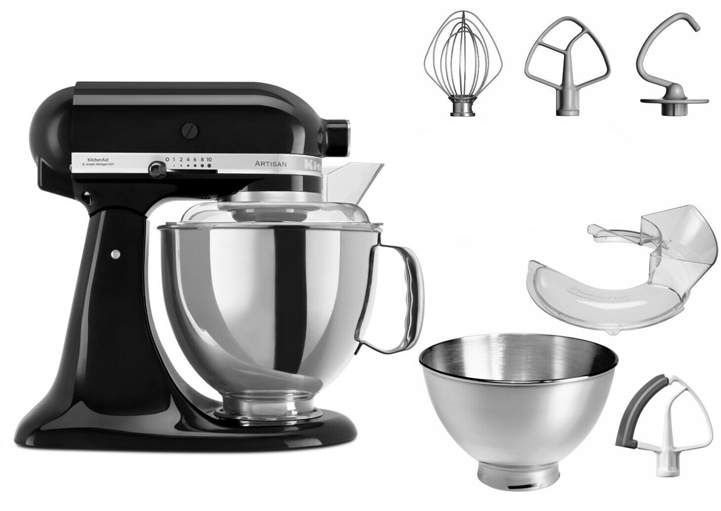 фото Планетарный Миксер KitchenAid ARTISAN 4.8 л, черный, 5KSM175PSEOB