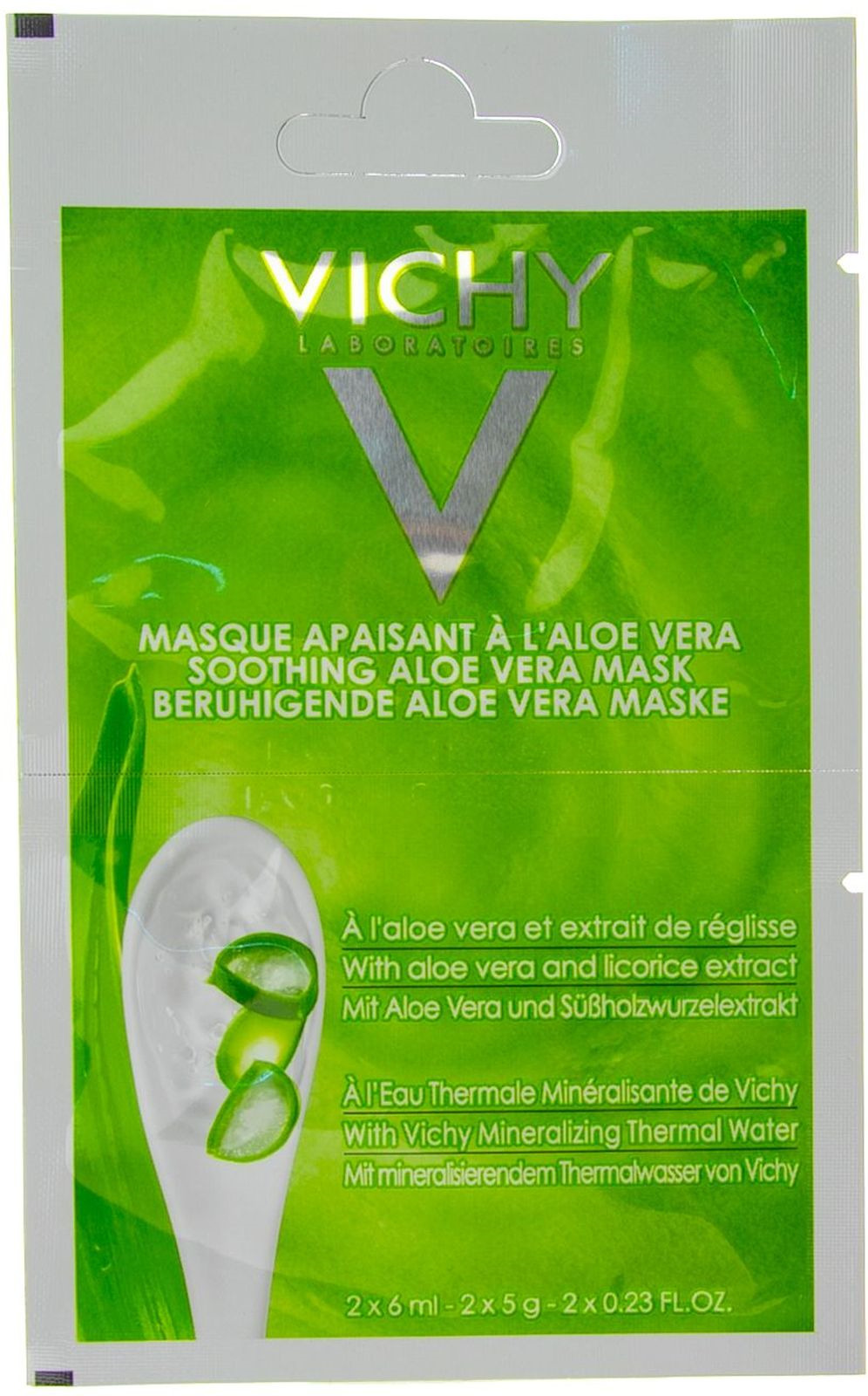 фото Маска для лица Vichy Mineral Masks, восстанавливающая, с алоэ вера, 2 х 6 мл