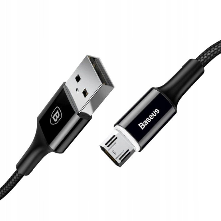 фото Кабель USB - micro USB 1м с подсветкой Baseus Rapid Series - Черный (CAMSY-B01)