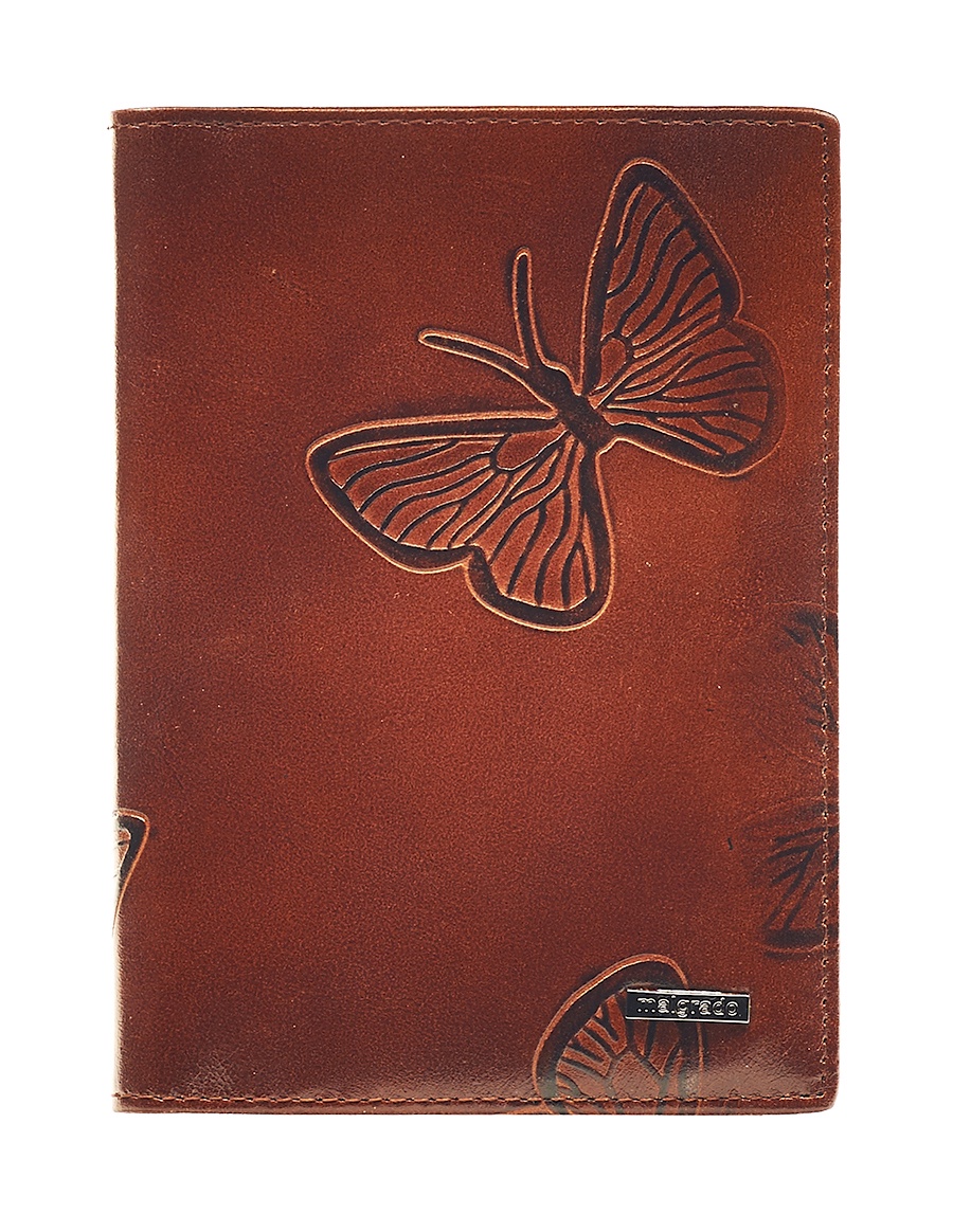 Кожаная обложка на паспорт/ обложка для документов из натуральной кожи МАЛЬГРАДО), коричневый