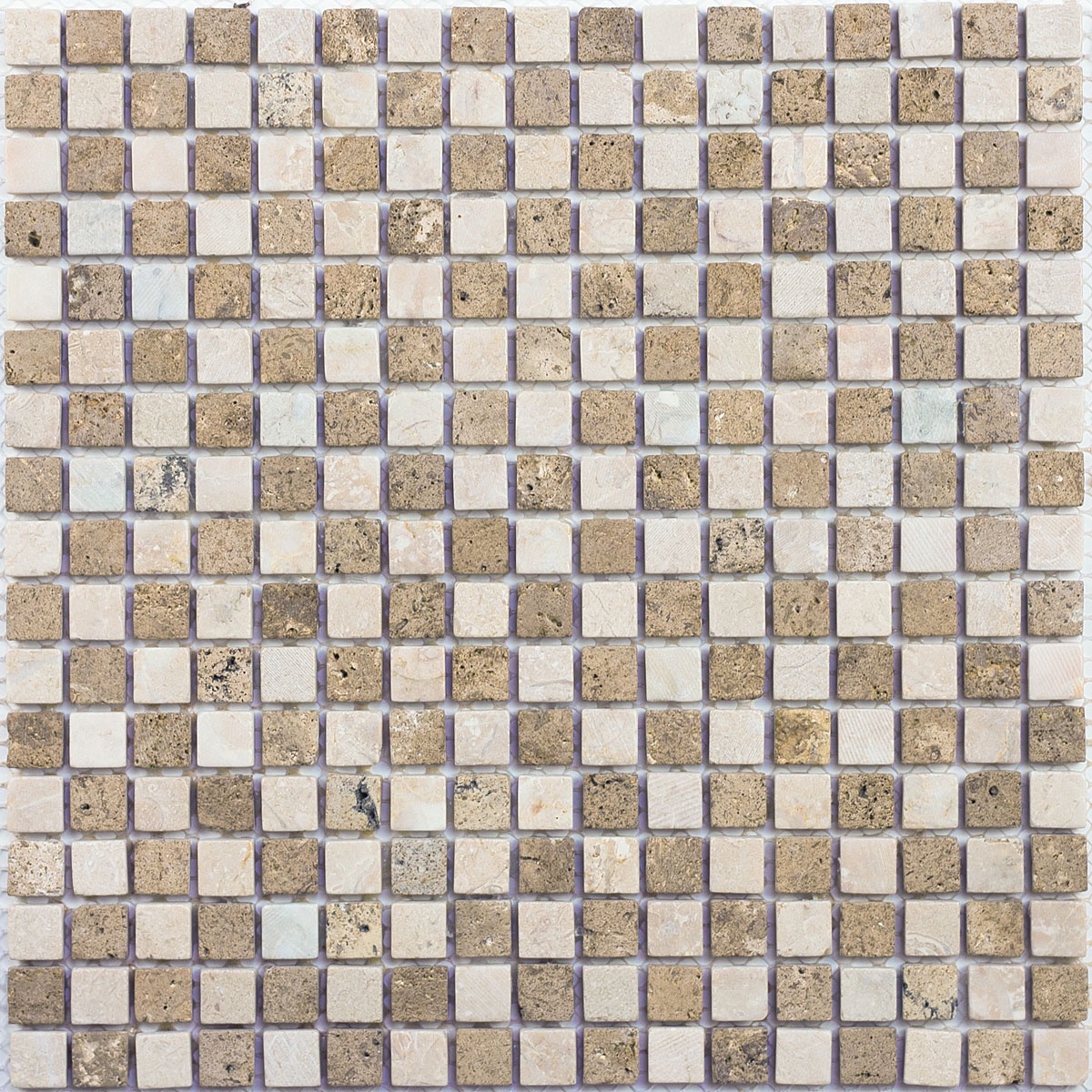 фото Мозаика из натурального камня Travertino Beige MIX MAT 15x15x7 Нет бренда