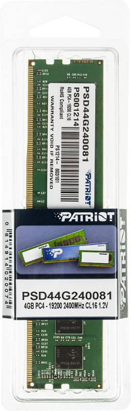 фото Модуль оперативной памяти Patriot DDR4 4Gb 2400MHz, PSD44G240081