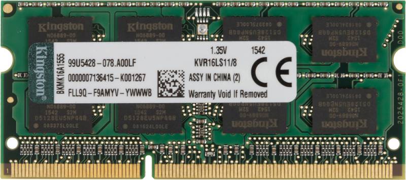 фото Модуль оперативной памяти Kingston DDR3L 8Gb 1600MHz, KVR16LS11/8