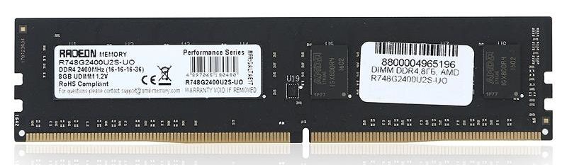 фото Модуль оперативной памяти AMD DDR4 8Gb 2400MHz, R748G2400U2S-UO