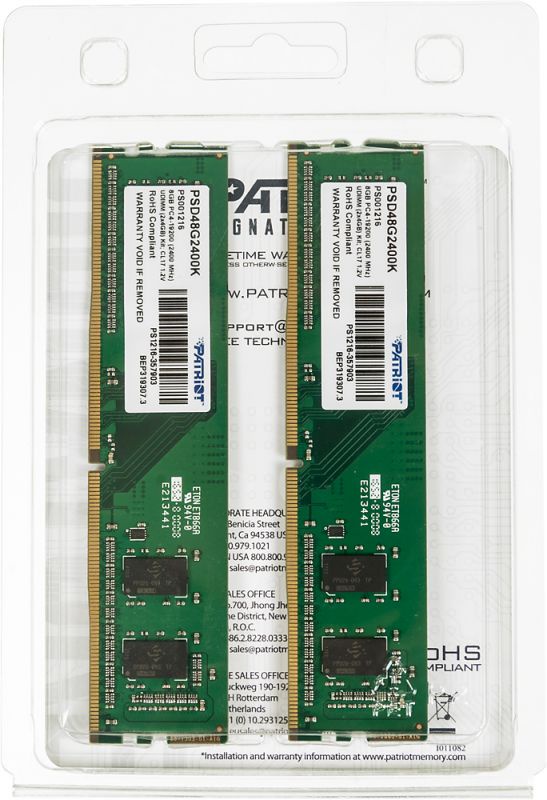 фото Модуль оперативной памяти Patriot DDR4 2x4Gb 2400MHz, PSD48G2400K