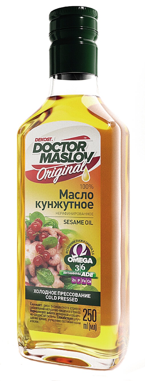 фото Кунжутное масло "Doctor Maslov. Original", 100%, нерафинированное, холодного отжима, 250 мл, стекло Нет бренда