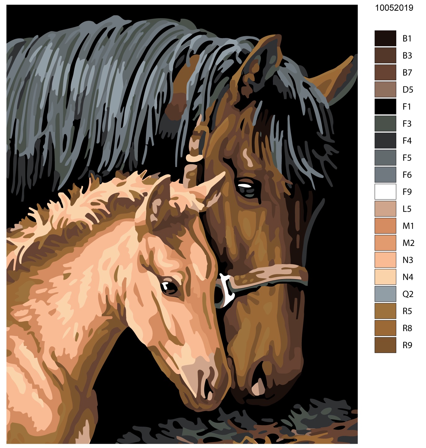 Картина лошадь с жеребенком