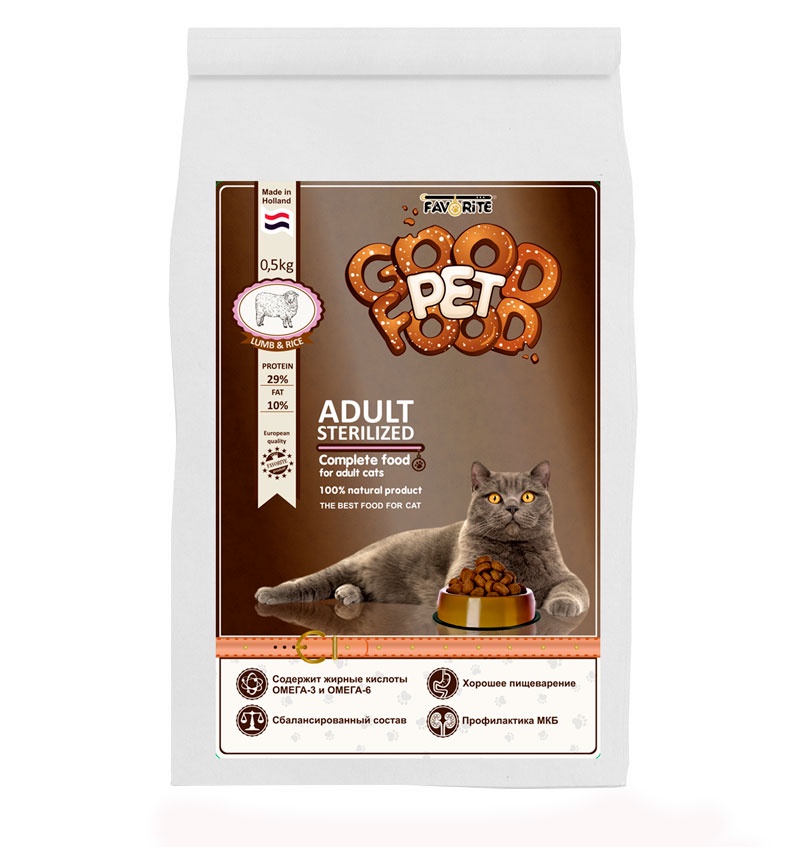 фото Good Pet Food Adult Sterilized Cat сухой корм для СТЕРИЛИЗОВАННЫХ Кошек и Котов, 0,5 кг (уп-16шт)