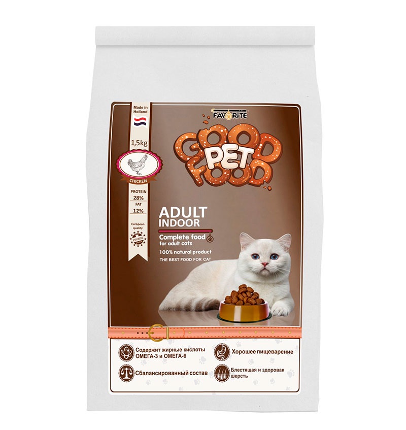 фото Good Pet Food Adult Indoor Cat сухой корм для Кошек ЖИВУЩИХ В ПОМЕЩЕНИИ, 0,5 кг (уп-16шт)