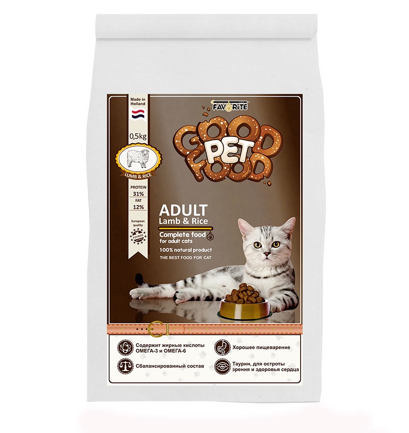 фото Good Pet Food Adult Cat Lamb & Rice сухой корм для Кошек ЯГНЕНОК РИС, 1,5 кг (уп-6шт)