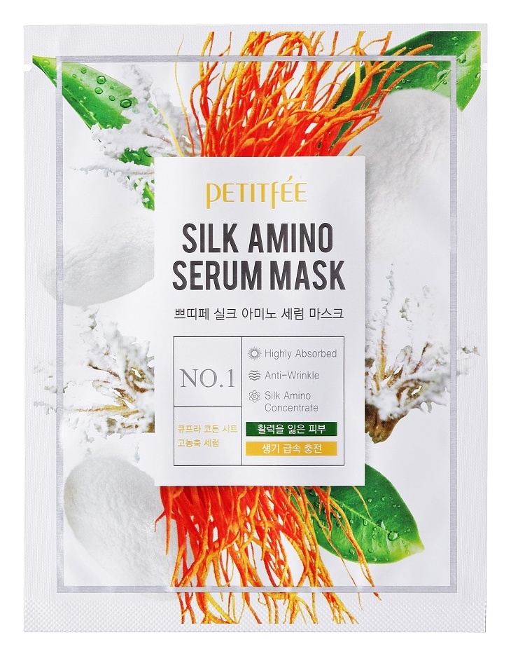 фото Тканевая маска для лица Petitfee Silk Amino Serum Mask 10х25 г