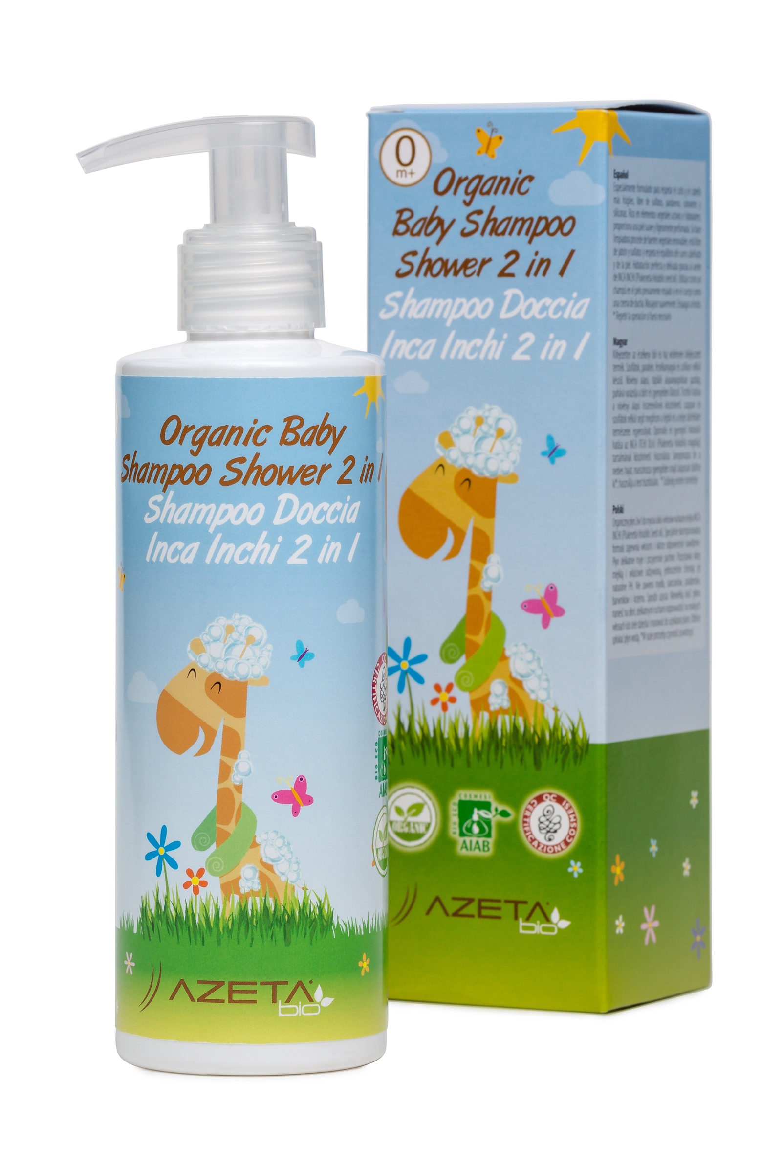 фото Органический шампунь для детей AZETAbio Organic Baby Shampoo Shower 2 в 1, объем 200 мл Zava.gli