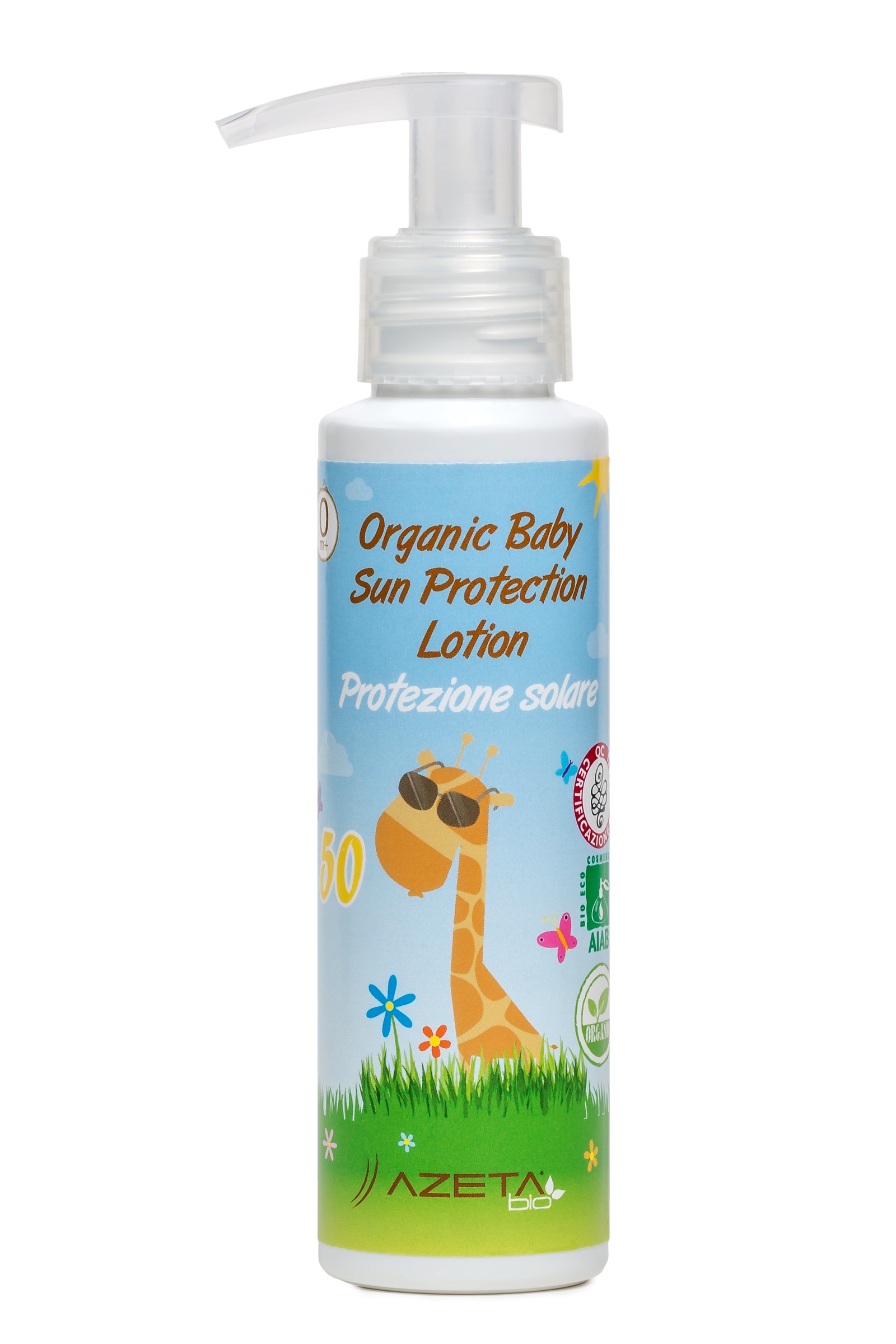 фото Органический солнцезащитный лосьон для детей SPF 50 AZETAbio Organic Baby Sun Protection Lotion, объем 100 мл Zava.gli