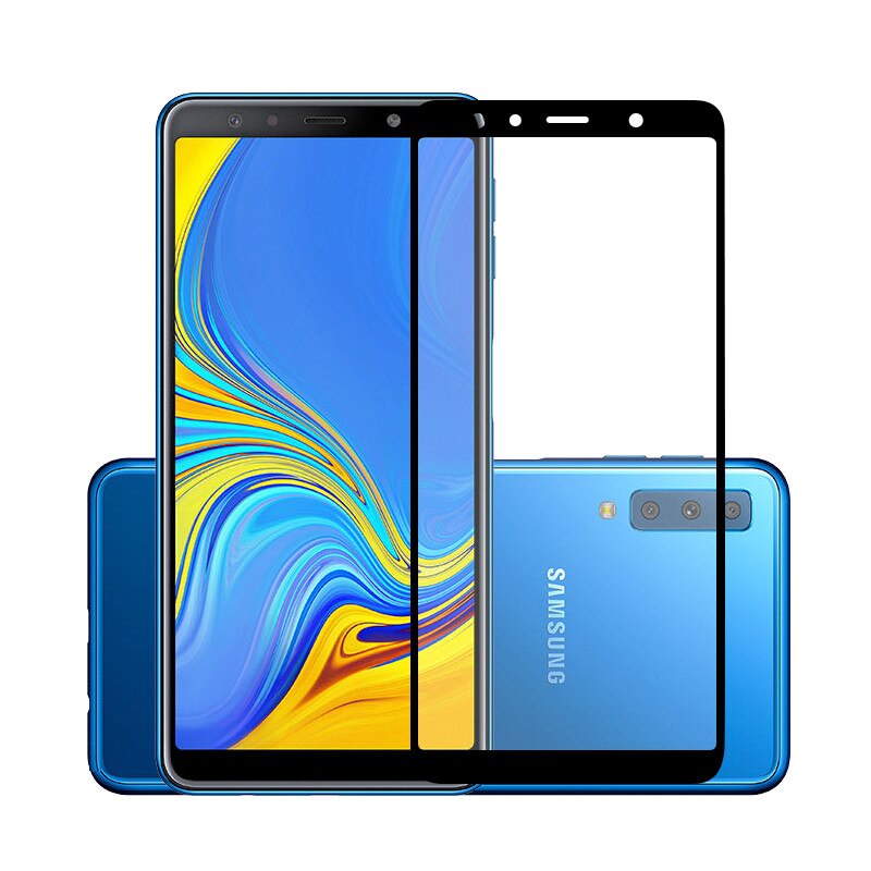 фото Защитное стекло 5D Unipha Full Glue закалённое для Samsung Galaxy A7 (2018), чёрное Glass unipha