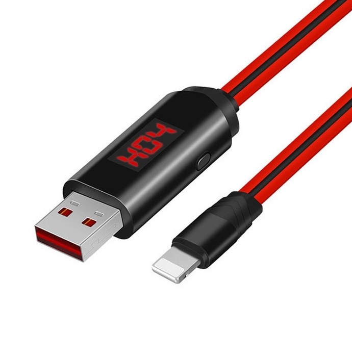 фото Кабель USB - Apple LIGHTNING с LED-дисплеем HOCO U29 с таймером, белый