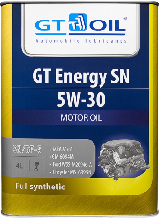 фото Масло моторное, синтетическое всесезонное GT Energy SN, SAE 5W30, API SN, 4 л Gt oil