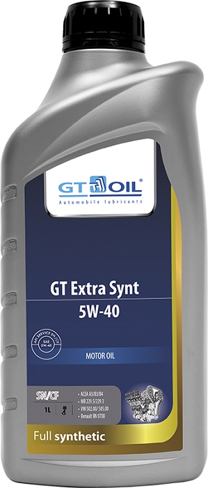 фото Масло моторное, синтетическое всесезонное GT Extra Synt, SAE 5W-40, API SN/CF, 1 л Gt oil