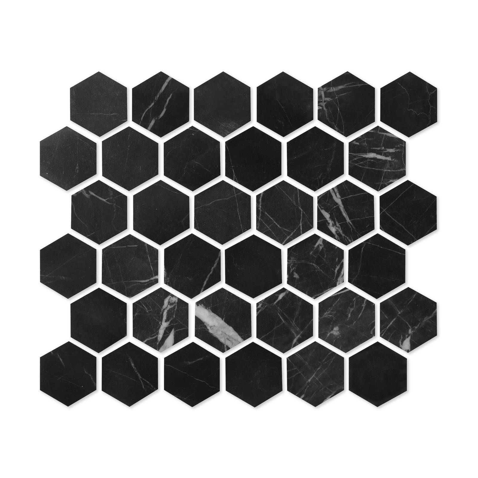 фото Мозаика из натурального камня Nero marquina HEXAGONE POL 48x48x7 Нет бренда